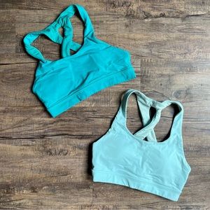 Bundle of 2 lululemon time to sweat bras aquamarine and eucalyptus
